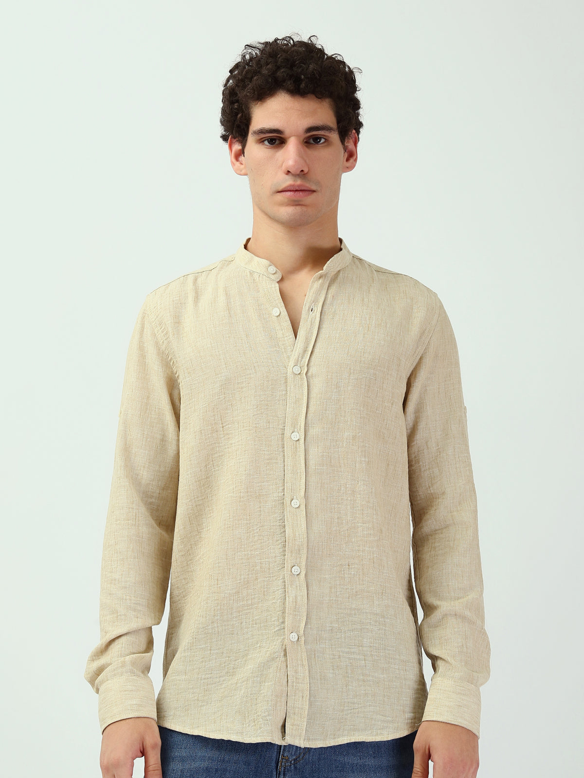 Town Team - Men's Slim linen Long Sleeves Shirts Wine Linen Blend