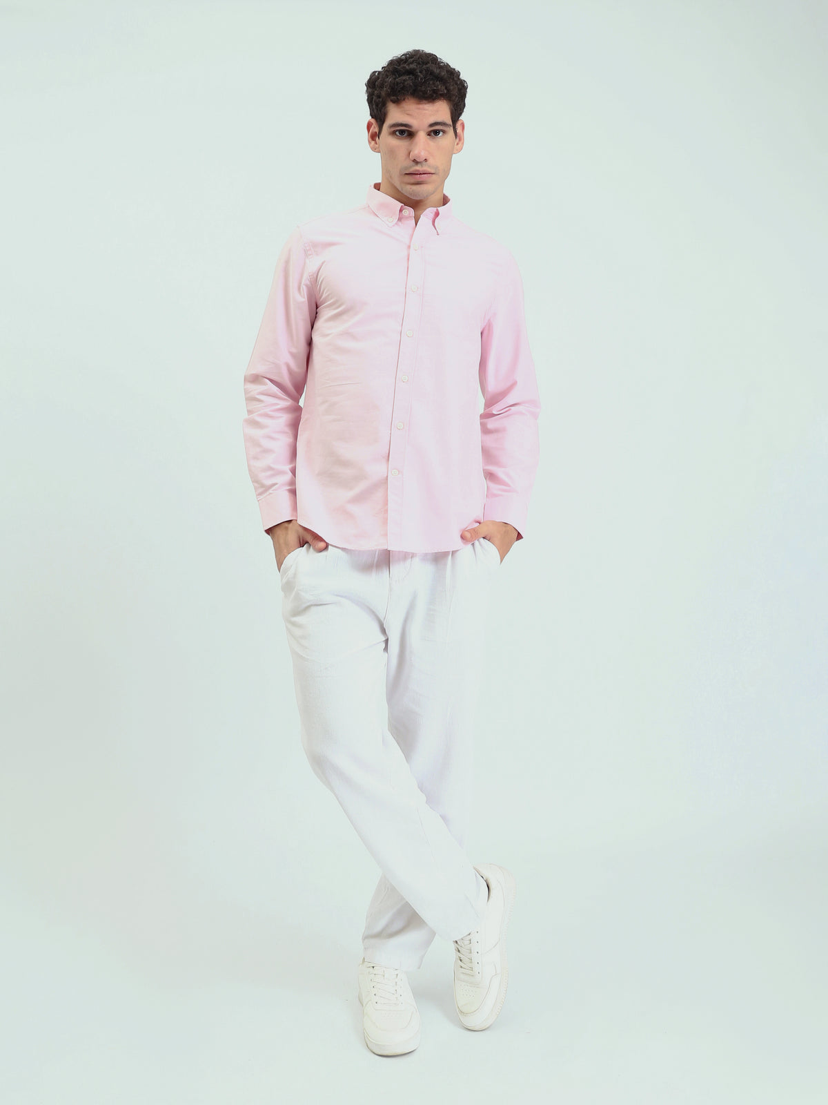 Town Team - Men's Slim oxford Long Sleeves Shirts Pink Oxford