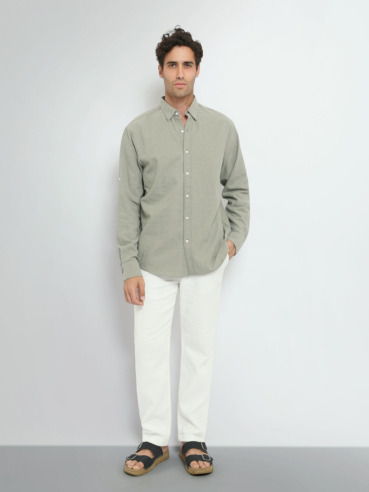 Town Team long sleeves shirts cotton regular fit Army