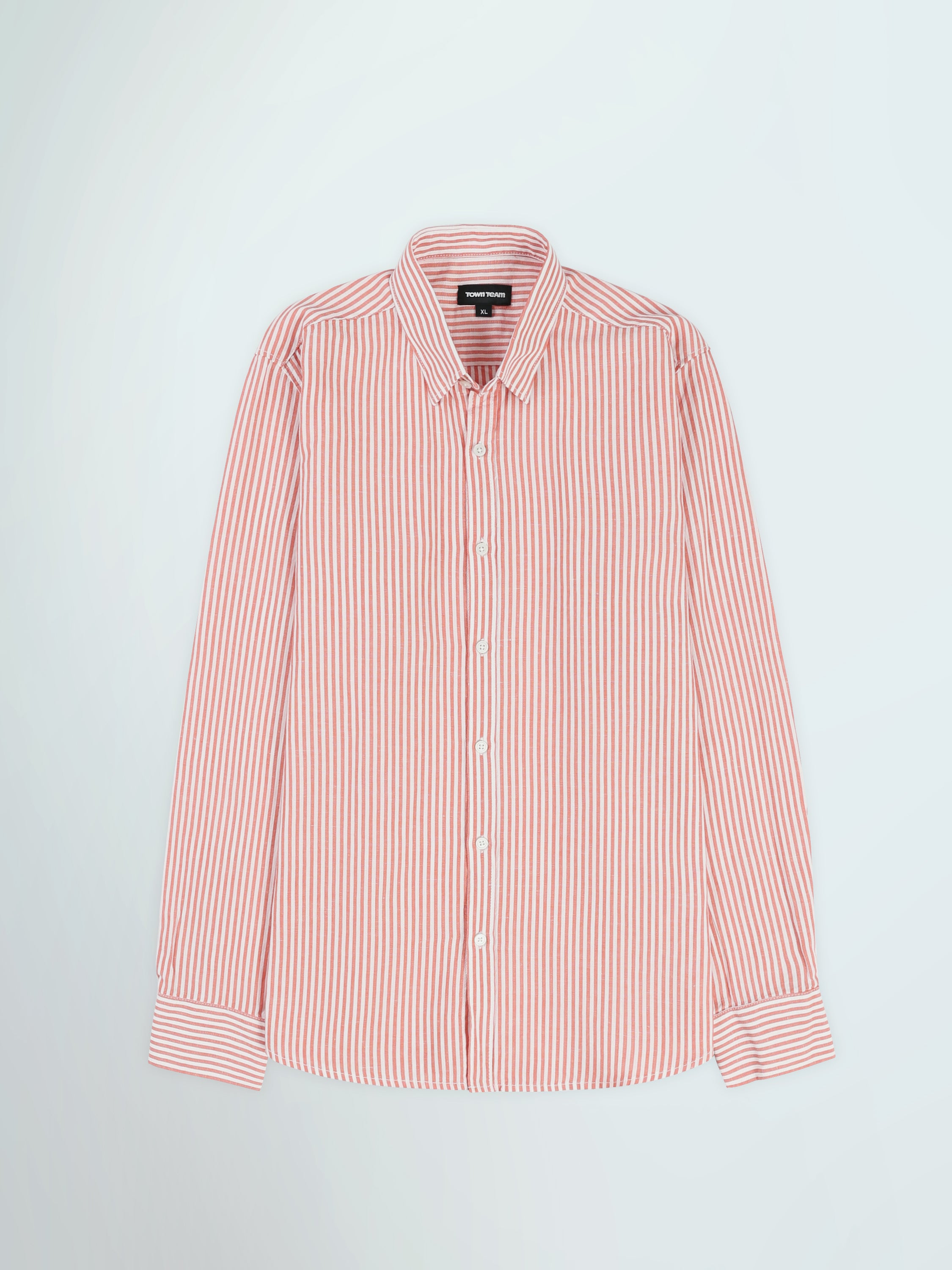 Town Team long sleeves shirts linen slim fit WHT/ORG