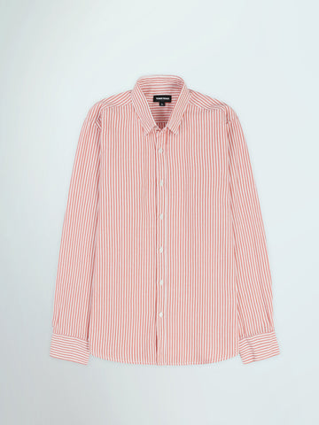 Town Team long sleeves shirts linen slim fit WHT/ORG