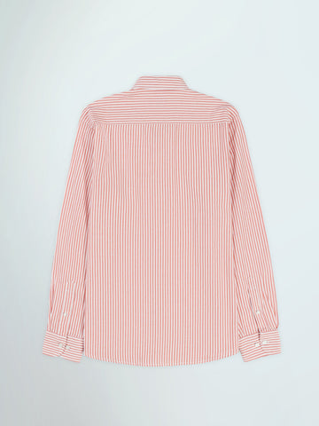 Town Team long sleeves shirts linen slim fit WHT/ORG