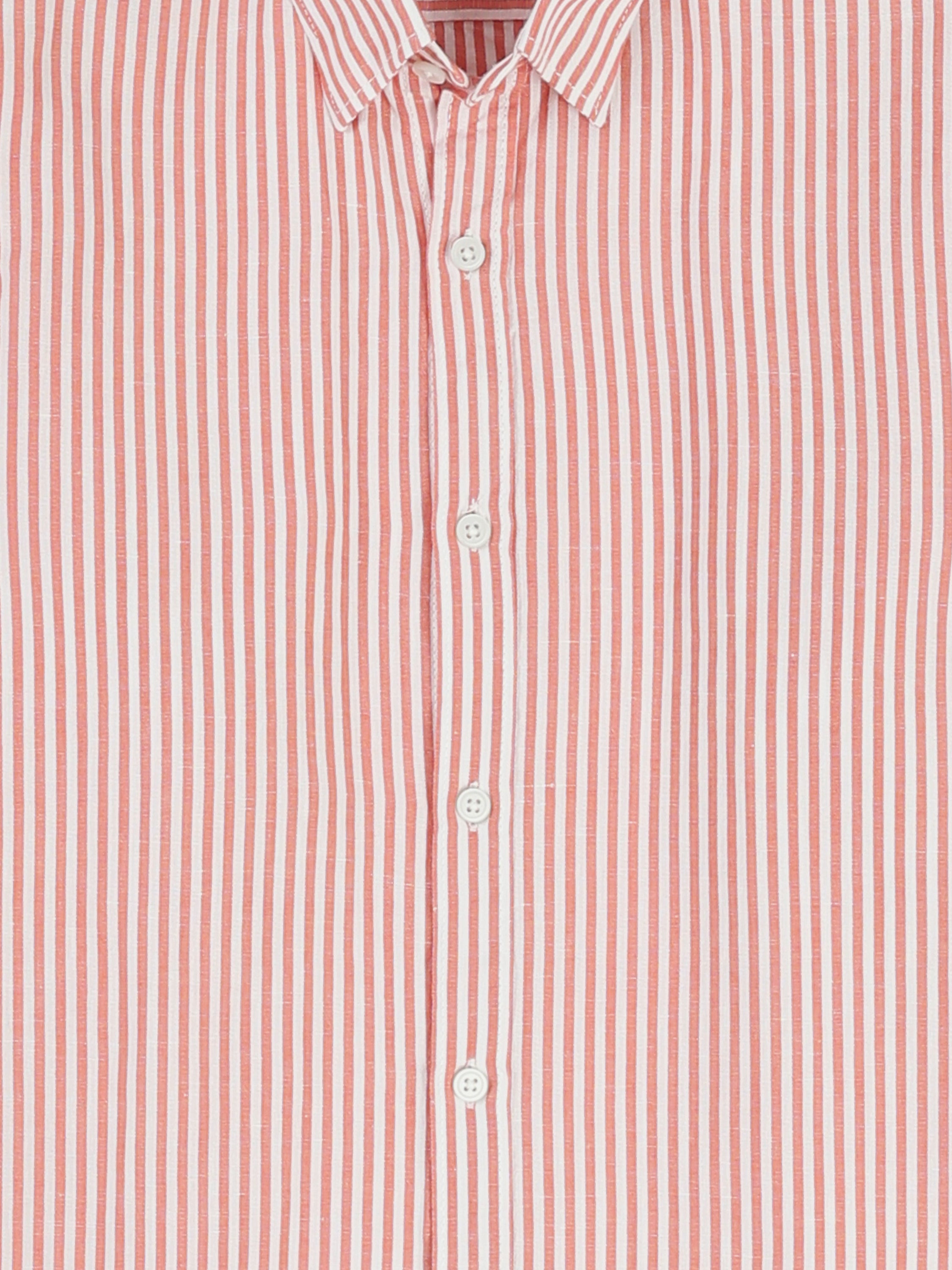 Town Team long sleeves shirts linen slim fit WHT/ORG