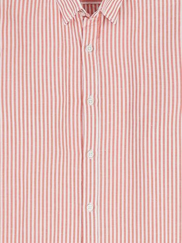 Town Team long sleeves shirts linen slim fit WHT/ORG