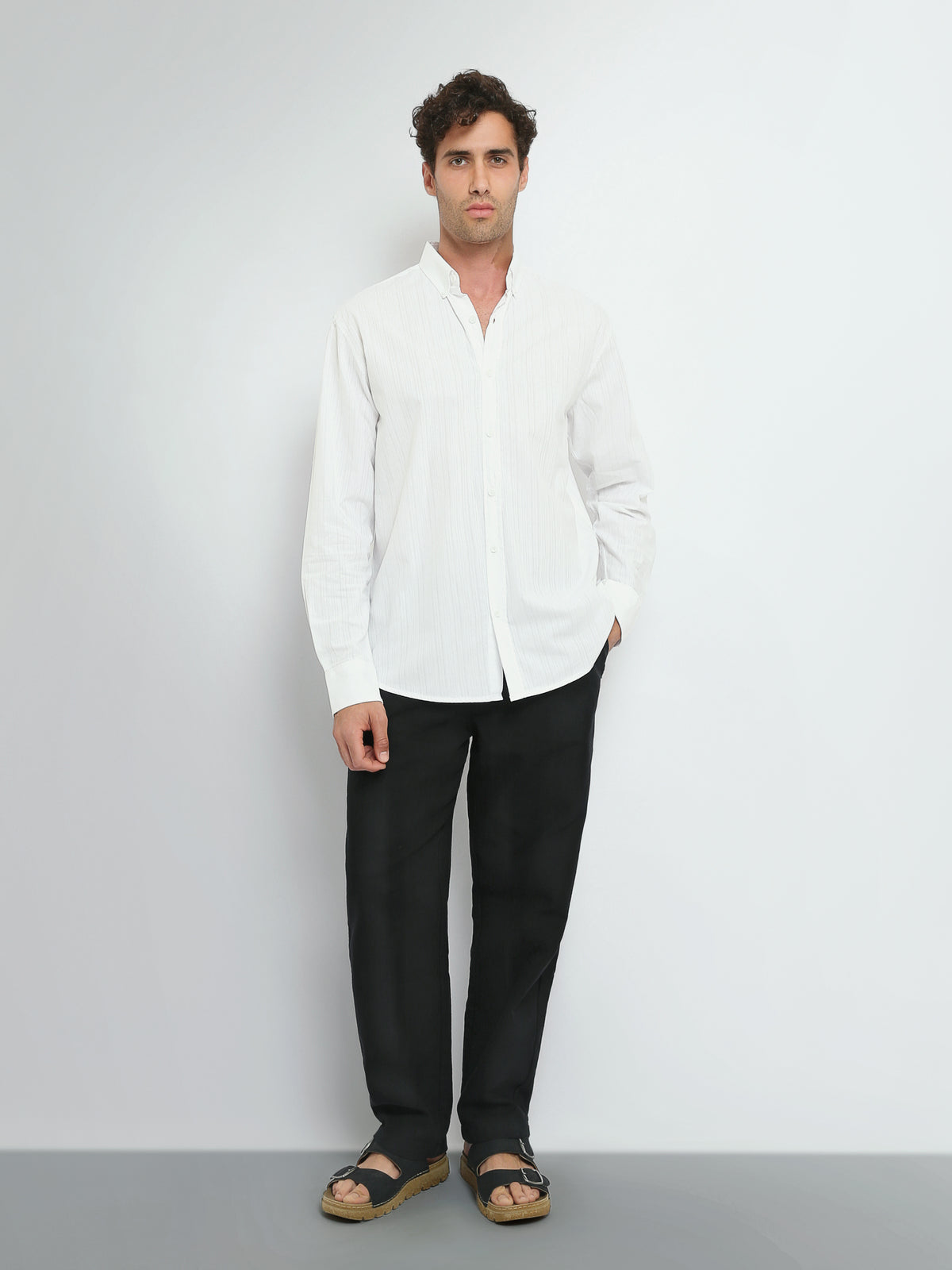 Town Team long sleeves shirts cotton regular fit White