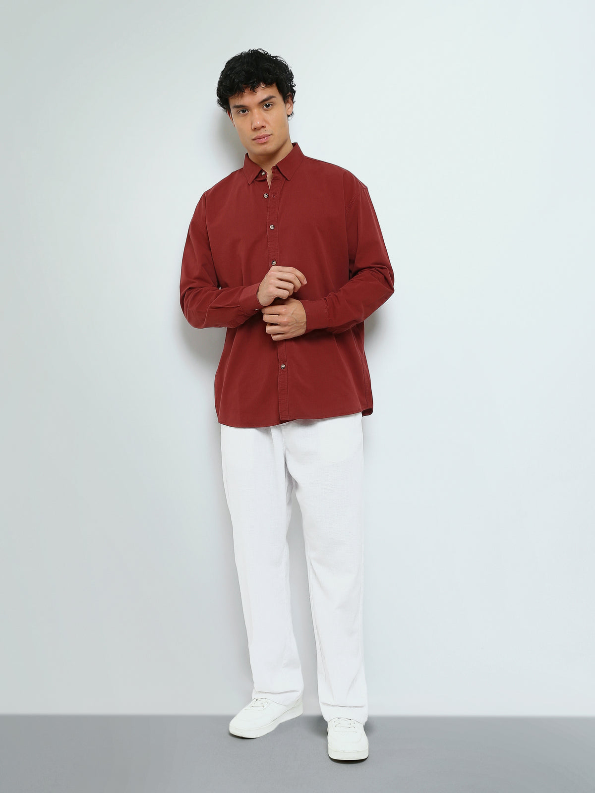 Town Team - Men's Oversized gabardine Long Sleeves Shirts Navy Gabardine