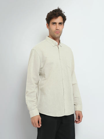 Town Team long sleeves shirts linen regular fit Olive
