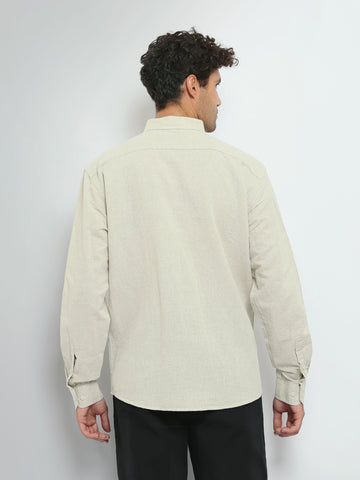 Town Team long sleeves shirts linen regular fit Olive