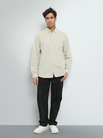 Town Team long sleeves shirts linen regular fit Olive