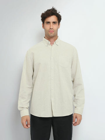 Town Team long sleeves shirts linen regular fit Olive