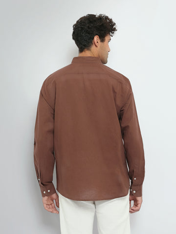 Town Team long sleeves shirts linen regular fit Olive