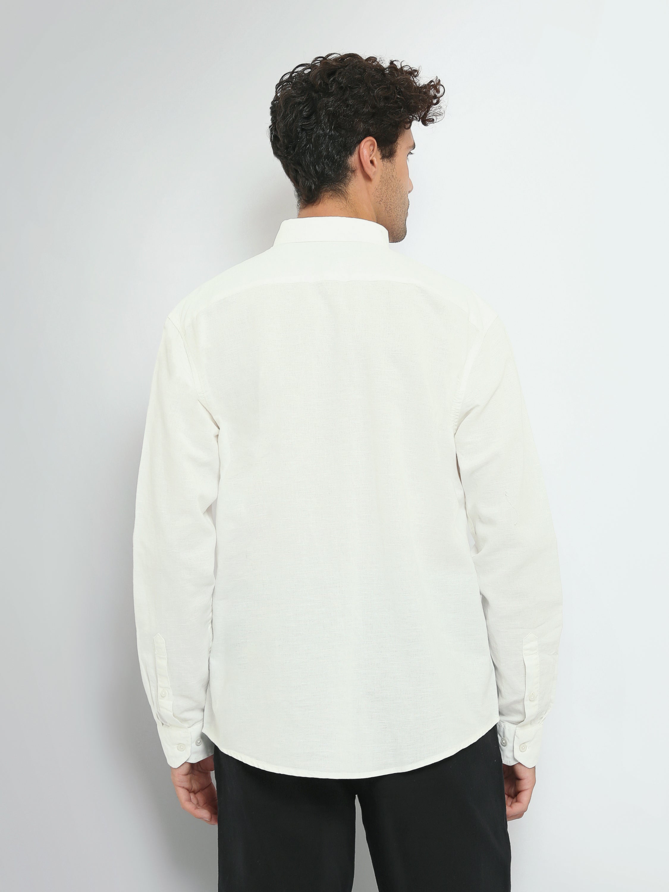 Town Team long sleeves shirts linen regular fit Olive