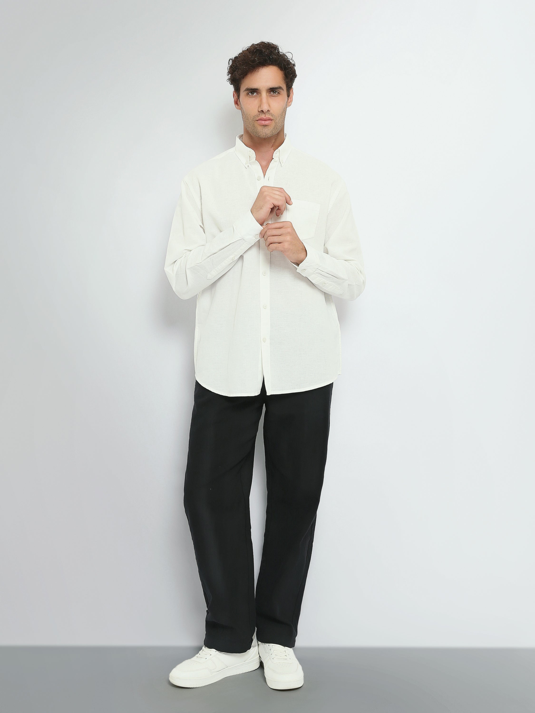Town Team long sleeves shirts linen regular fit Olive