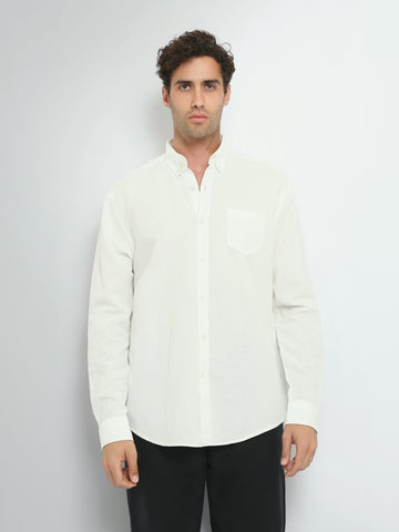 Town Team long sleeves shirts linen regular fit Olive