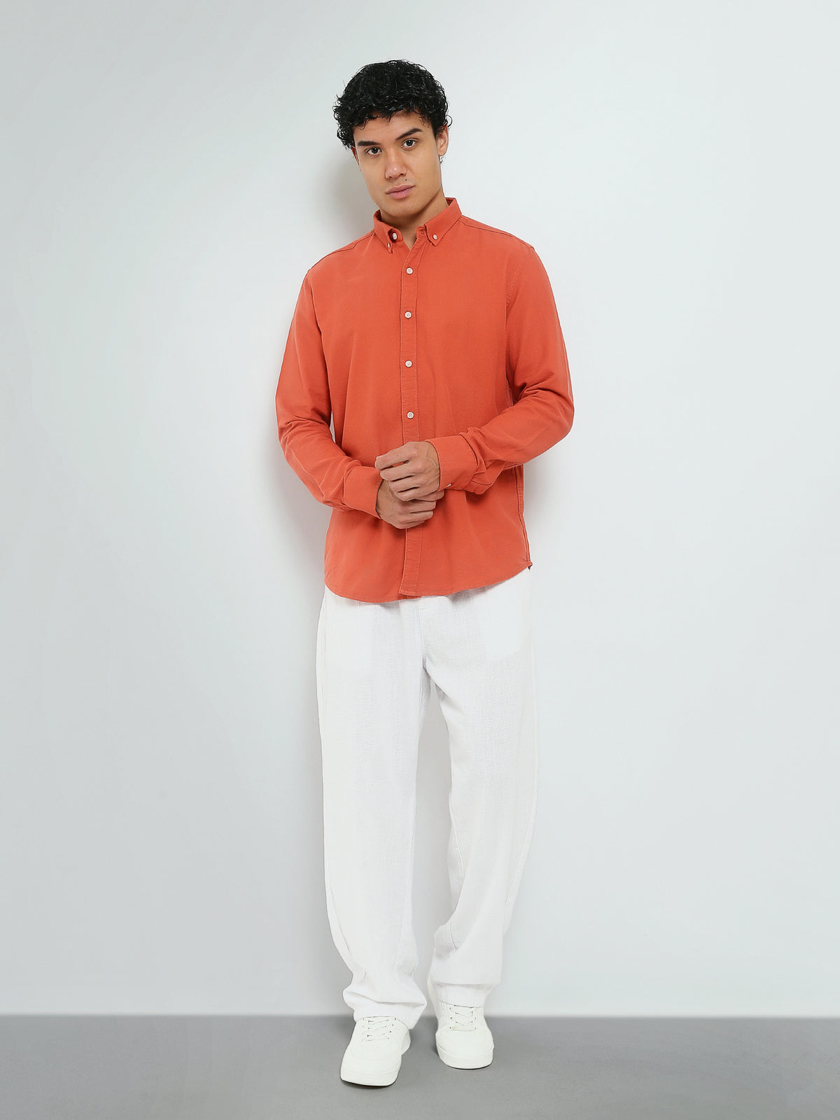 Town Team - Men's Slim pique Long Sleeves Shirts Brick Pique