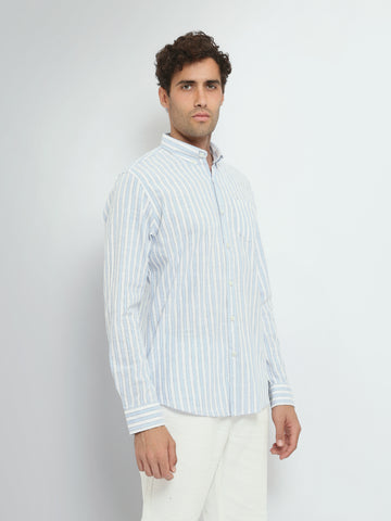 Town Team long sleeves shirts linen modern fit WHT/ORG