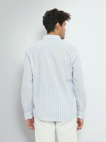 Town Team long sleeves shirts linen modern fit WHT/ORG