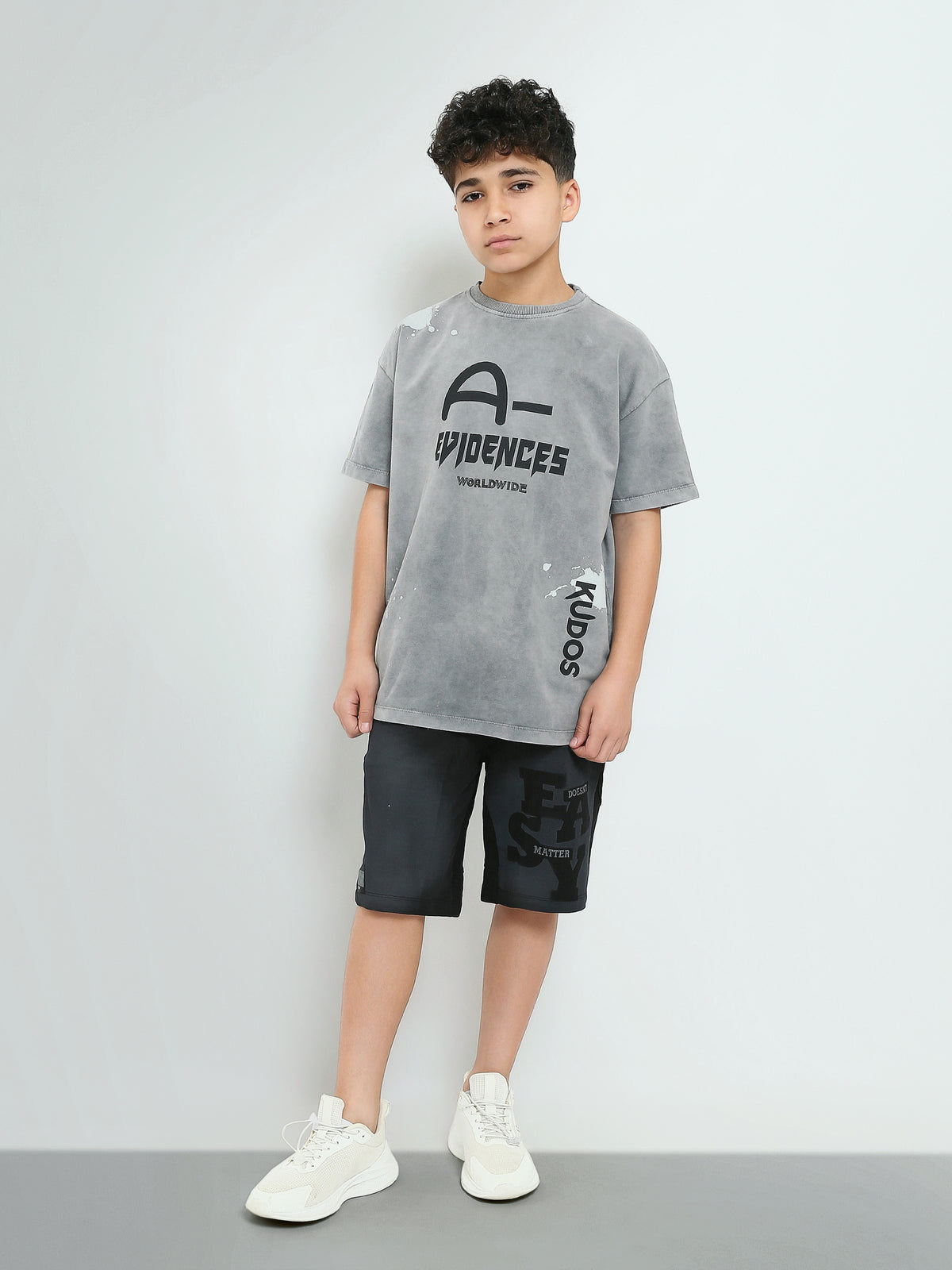 Town Team - Kids' washed Boys Shorts Black Melton