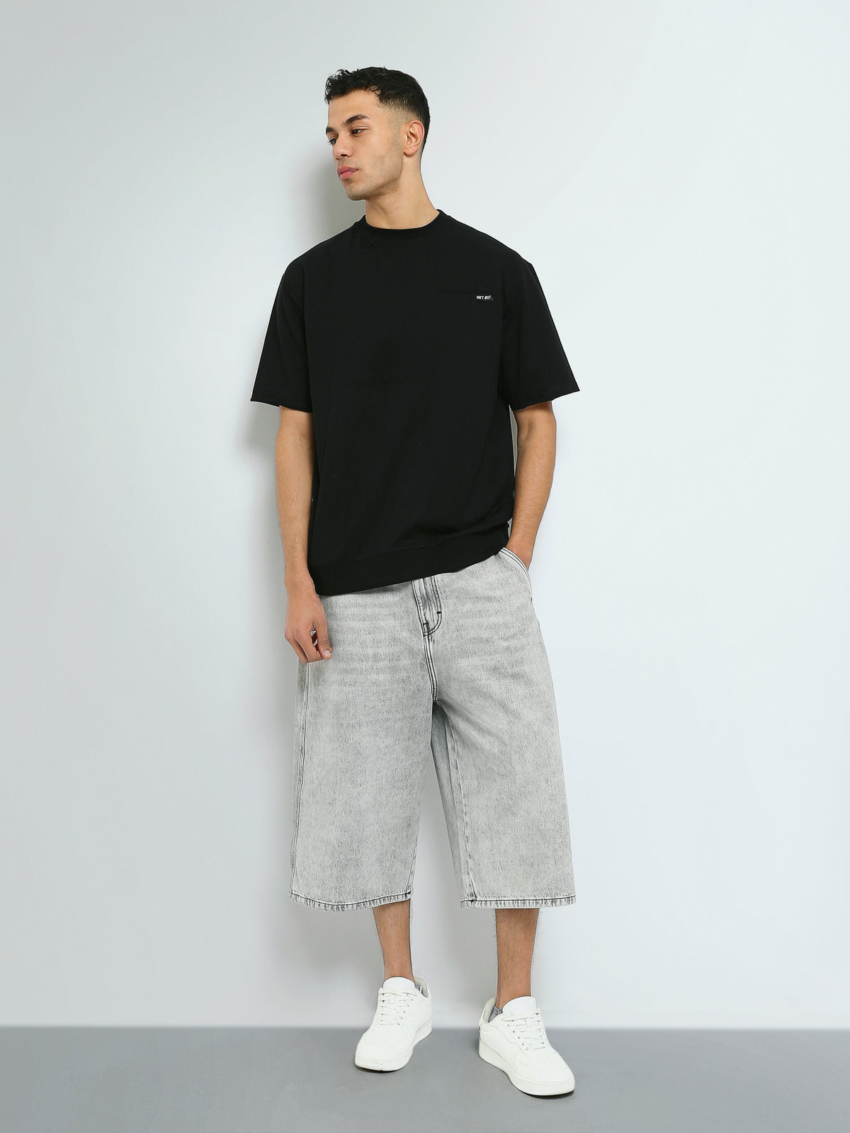 Town Team - Men's Super Baggy basic Shorts Grey Denim