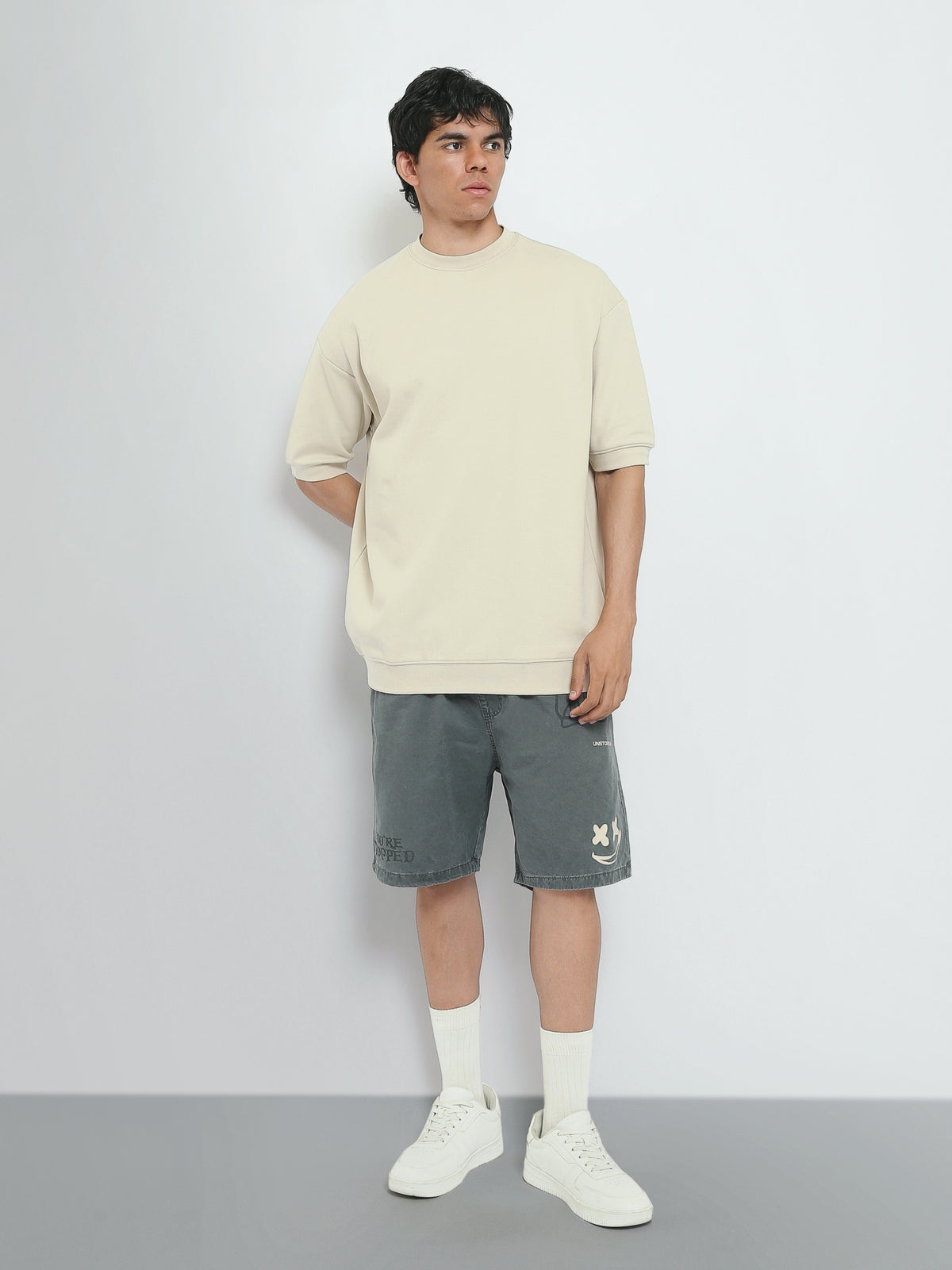 Town Team shorts washed relaxed fit Charcoal