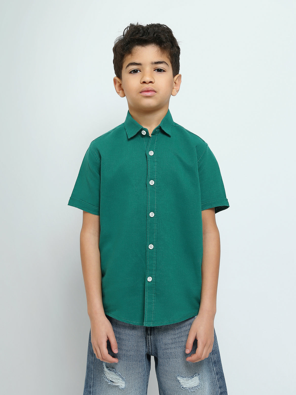 Town Team - Kids' Slim linen Boys Short Sleeves Shirts Simon Linen Blend