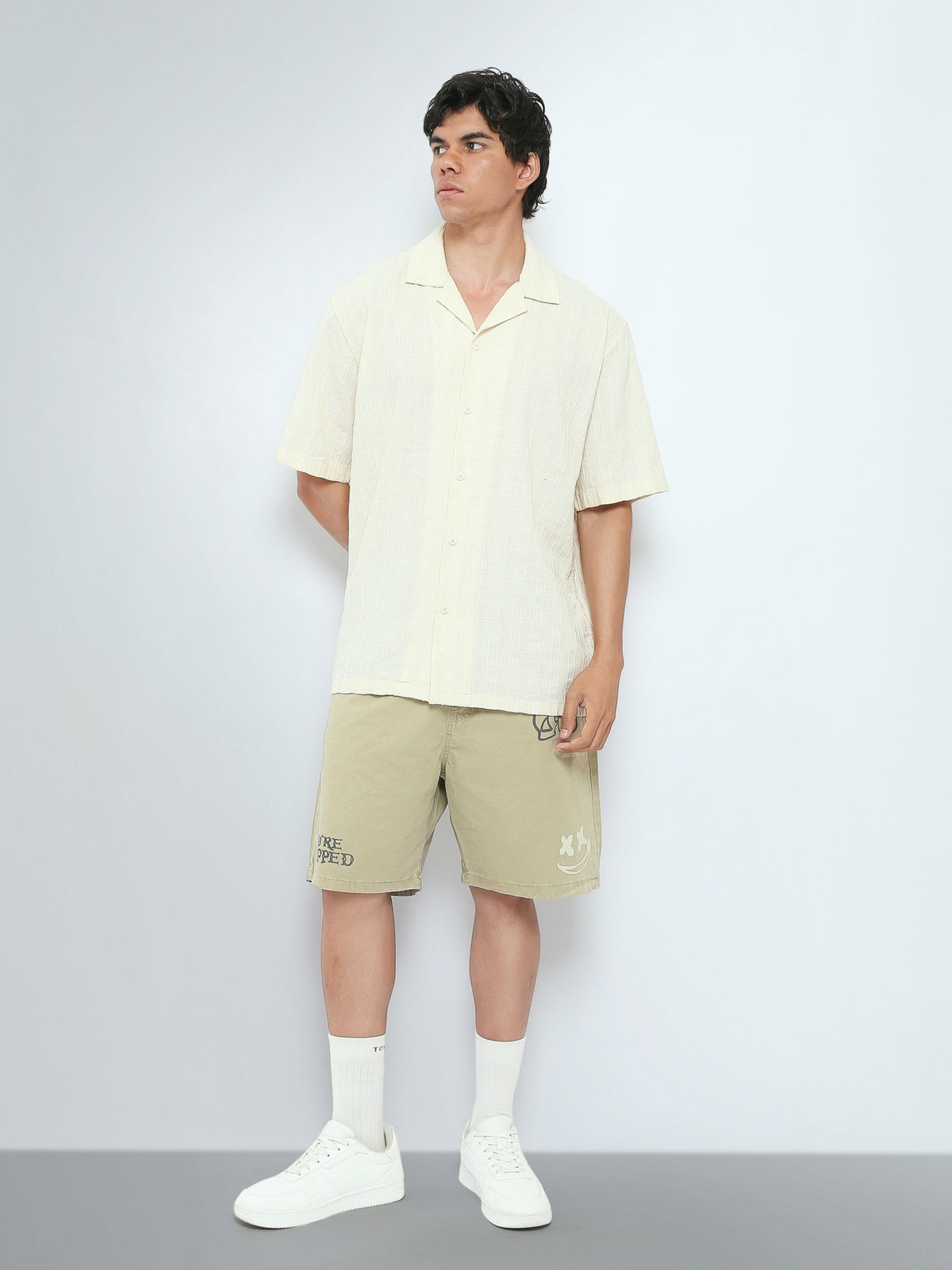 Town Team short sleeves shirts cotton oversized fit OFF WHIT