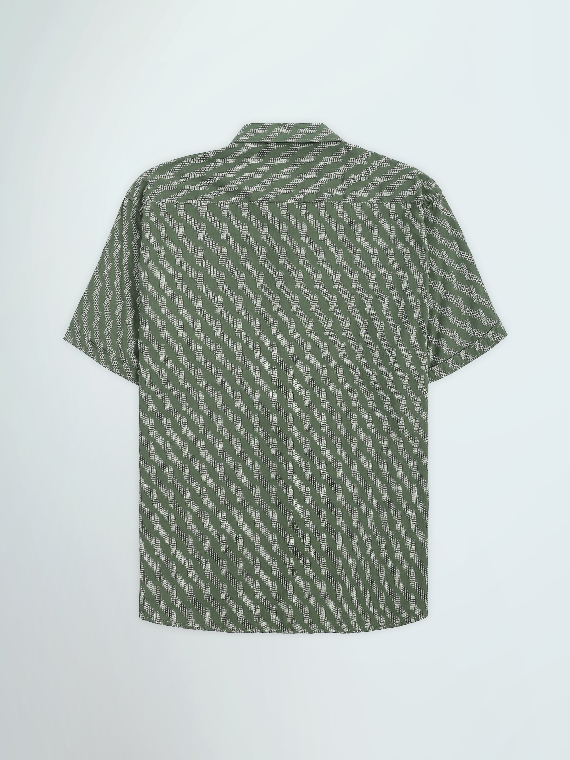 Town Team - Men's Slim cotton Short Sleeves Shirts Olive Pure Cotton