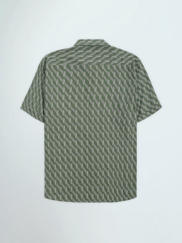 Town Team - Men's Slim cotton Short Sleeves Shirts Olive Pure Cotton