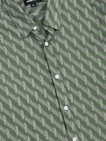 Town Team - Men's Slim cotton Short Sleeves Shirts Olive Pure Cotton
