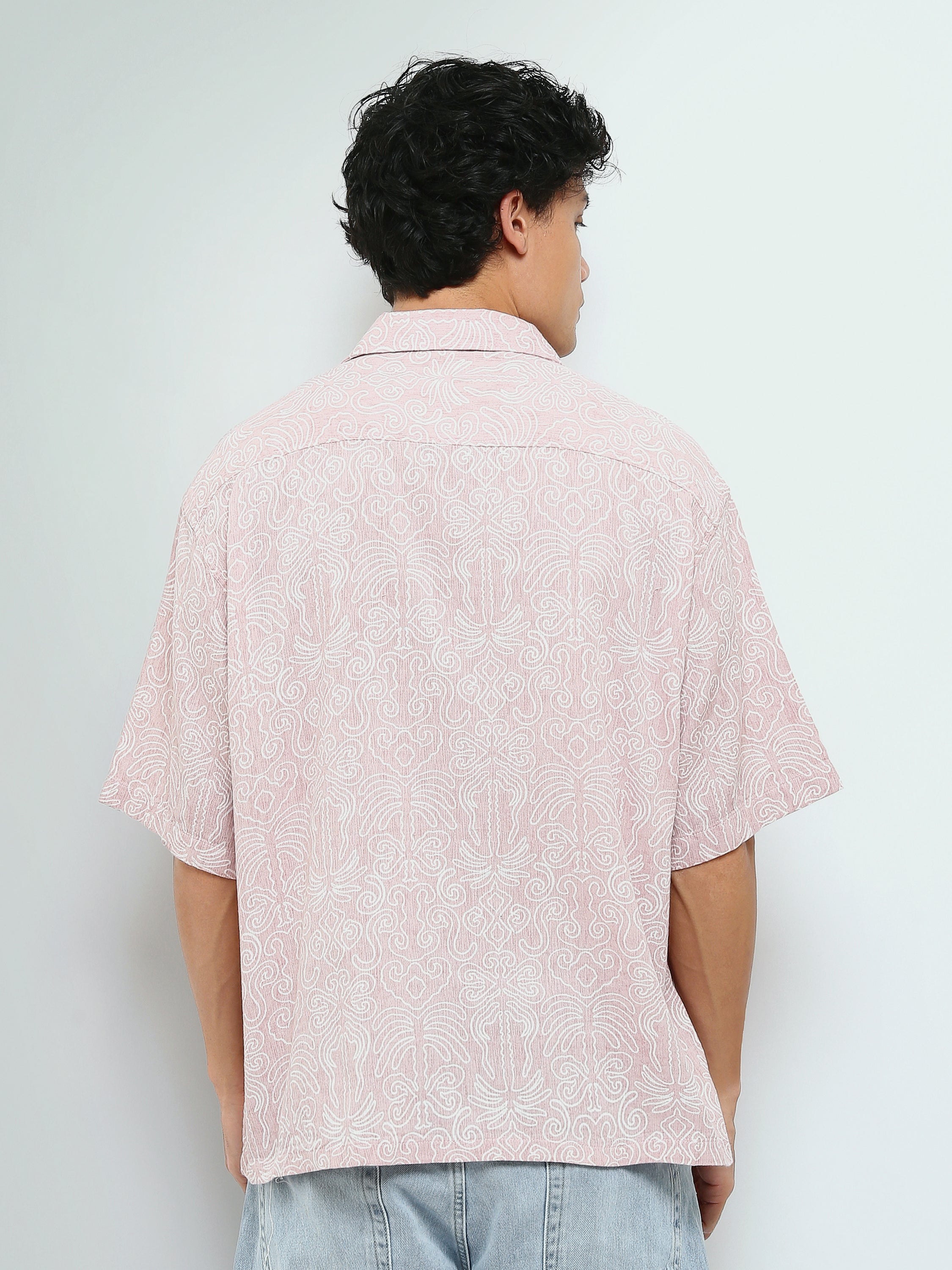 Town Team - Men's Loose cotton Short Sleeves Shirts PALE PNK Cotton Blend
