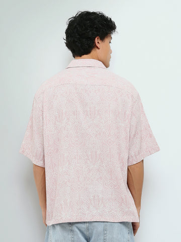 Town Team - Men's Loose cotton Short Sleeves Shirts PALE PNK Cotton Blend