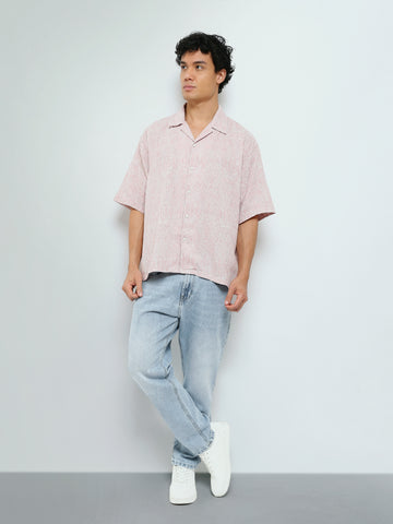 Town Team - Men's Loose cotton Short Sleeves Shirts PALE PNK Cotton Blend
