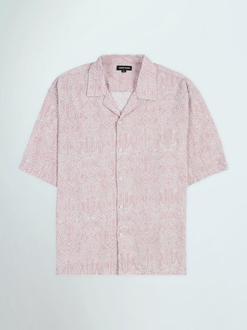 Town Team - Men's Loose cotton Short Sleeves Shirts PALE PNK Cotton Blend