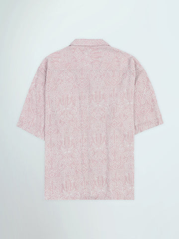 Town Team - Men's Loose cotton Short Sleeves Shirts PALE PNK Cotton Blend