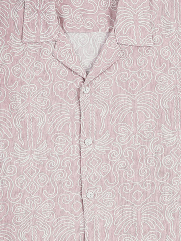 Town Team - Men's Loose cotton Short Sleeves Shirts PALE PNK Cotton Blend