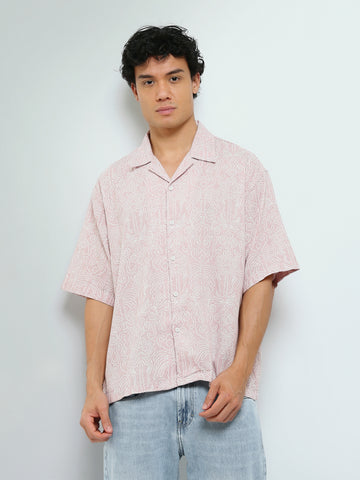 Town Team - Men's Loose cotton Short Sleeves Shirts PALE PNK Cotton Blend