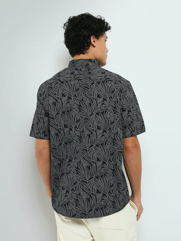 Town Team - Men's Slim cotton Short Sleeves Shirts Navy Pure Cotton