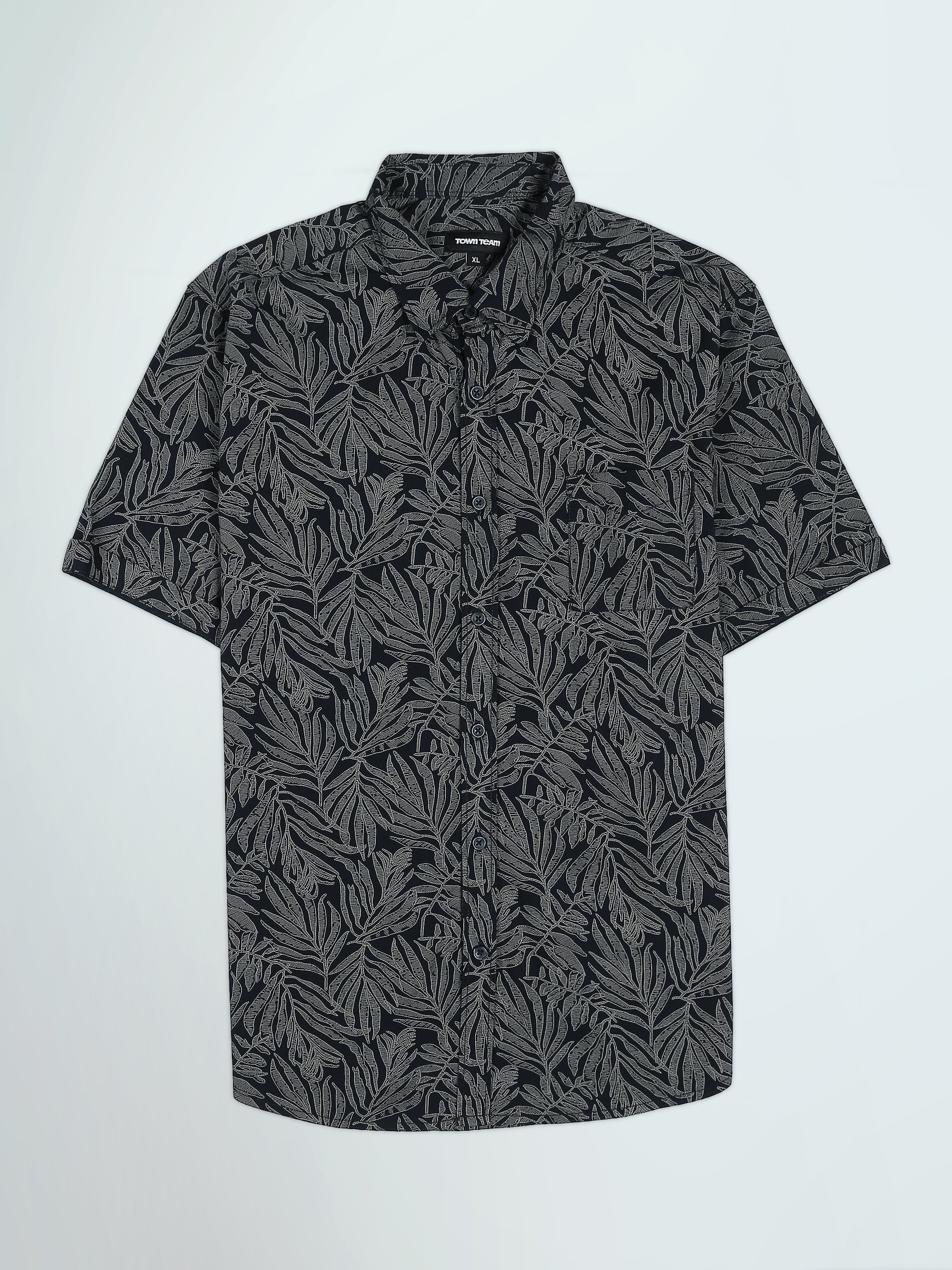 Town Team - Men's Slim cotton Short Sleeves Shirts Navy Pure Cotton