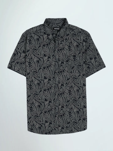 Town Team - Men's Slim cotton Short Sleeves Shirts Navy Pure Cotton