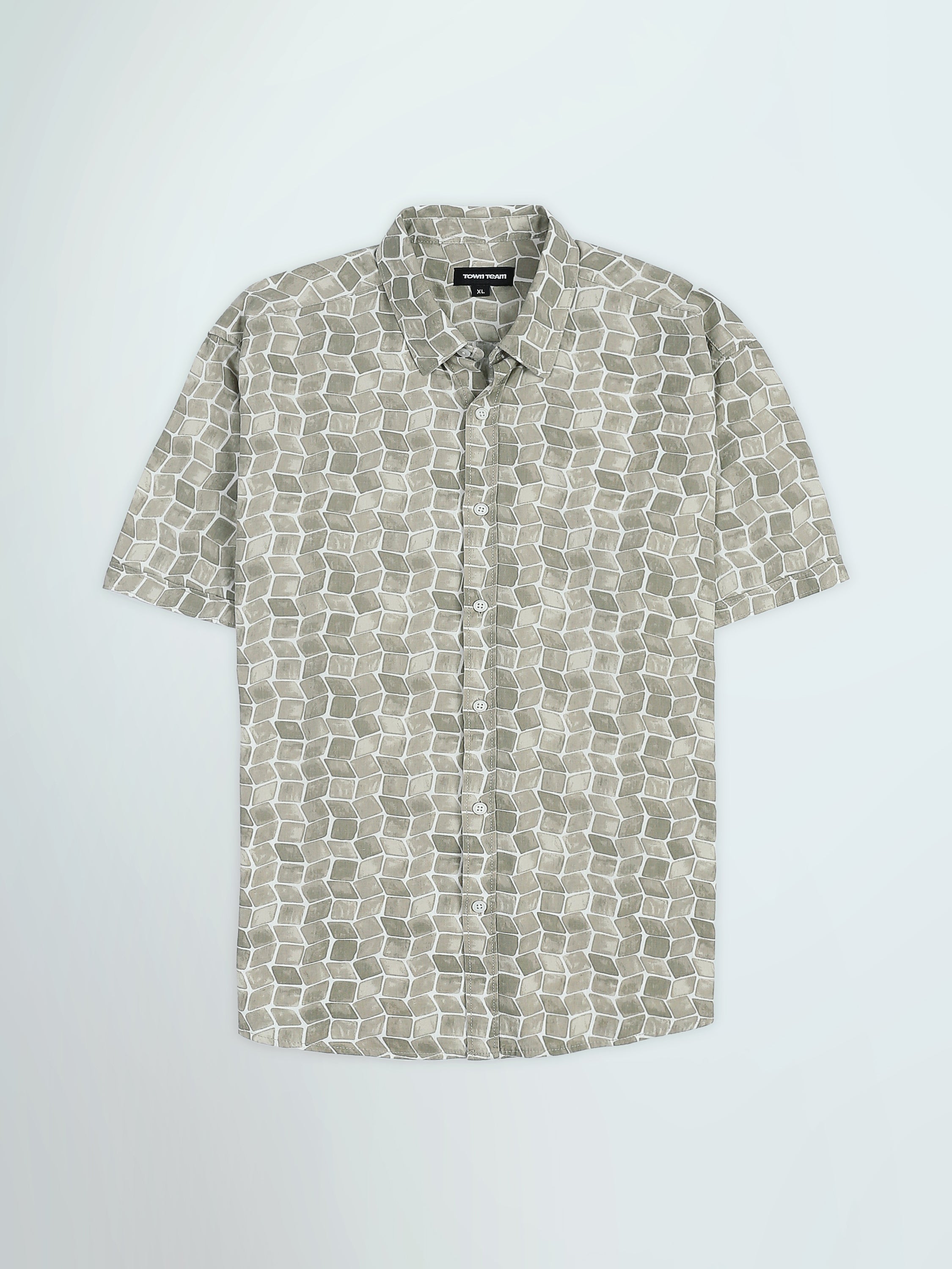 Town Team - Men's Slim cotton Short Sleeves Shirts Beige Poplin