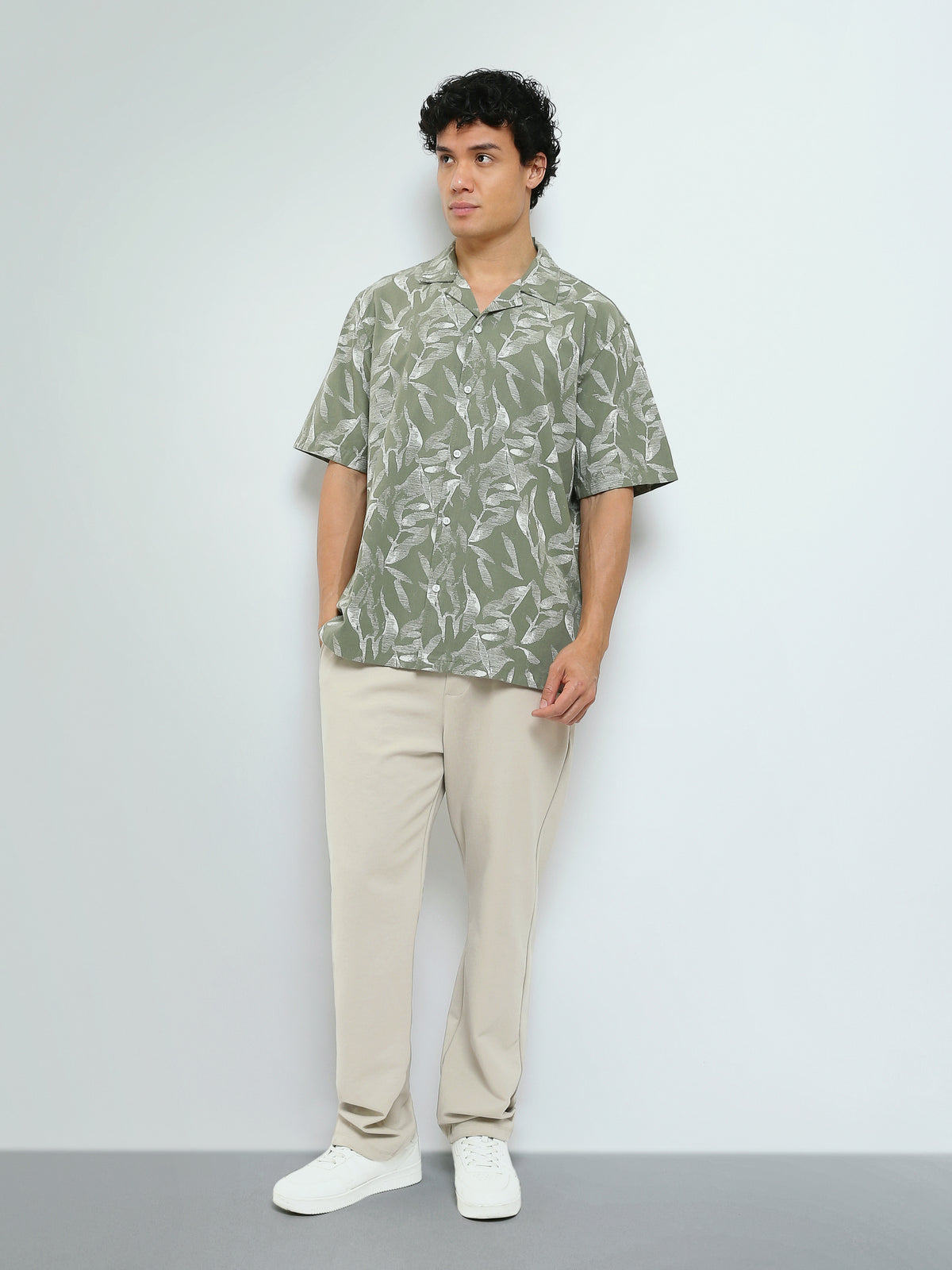 Town Team - Men's Oversized cotton Short Sleeves Shirts Olive Pure Cotton