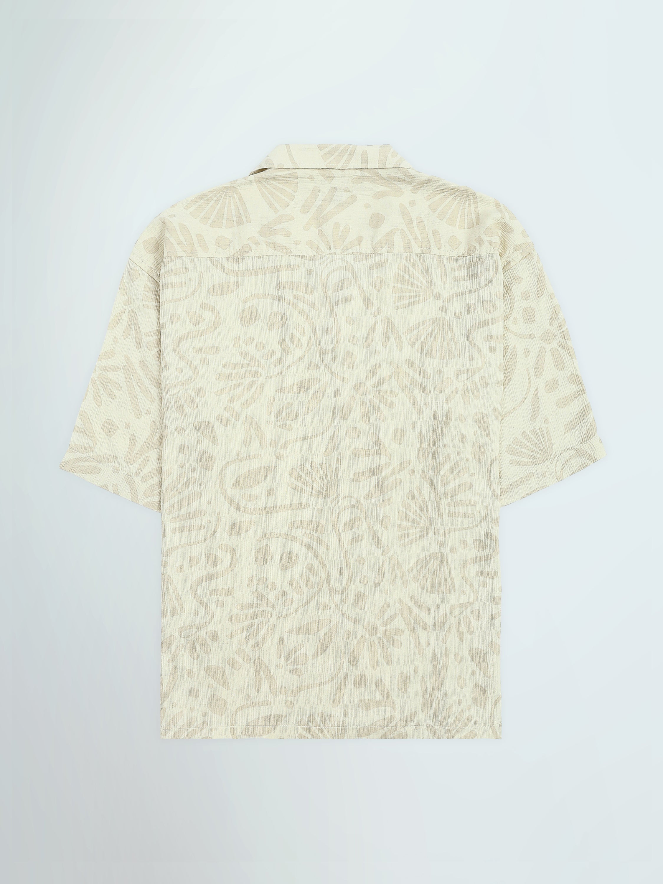 Town Team - Men's Loose cotton Short Sleeves Shirts L-BEIGE Cotton Blend