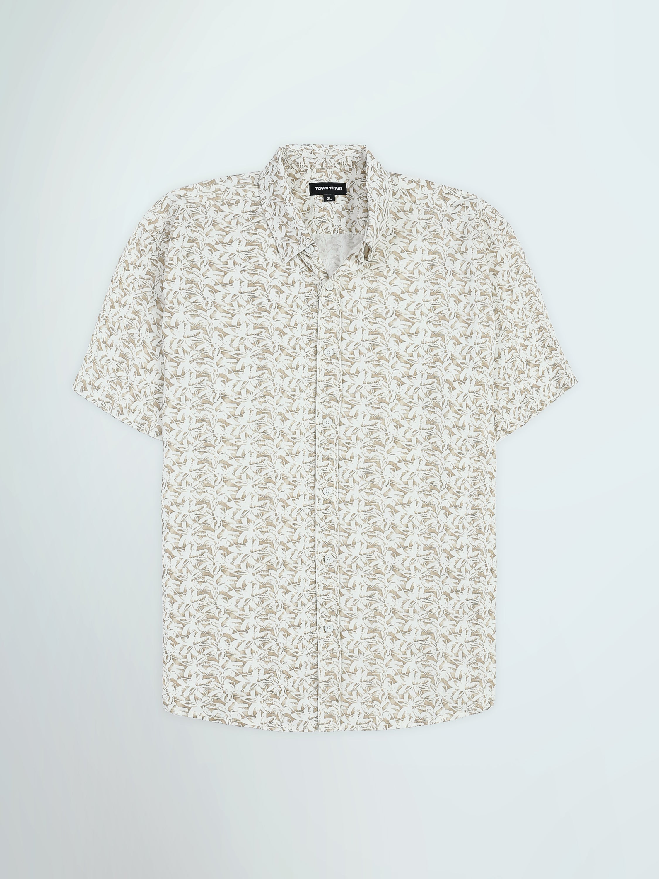 Town Team - Men's Slim cotton Short Sleeves Shirts WHT/BEG Pure Cotton