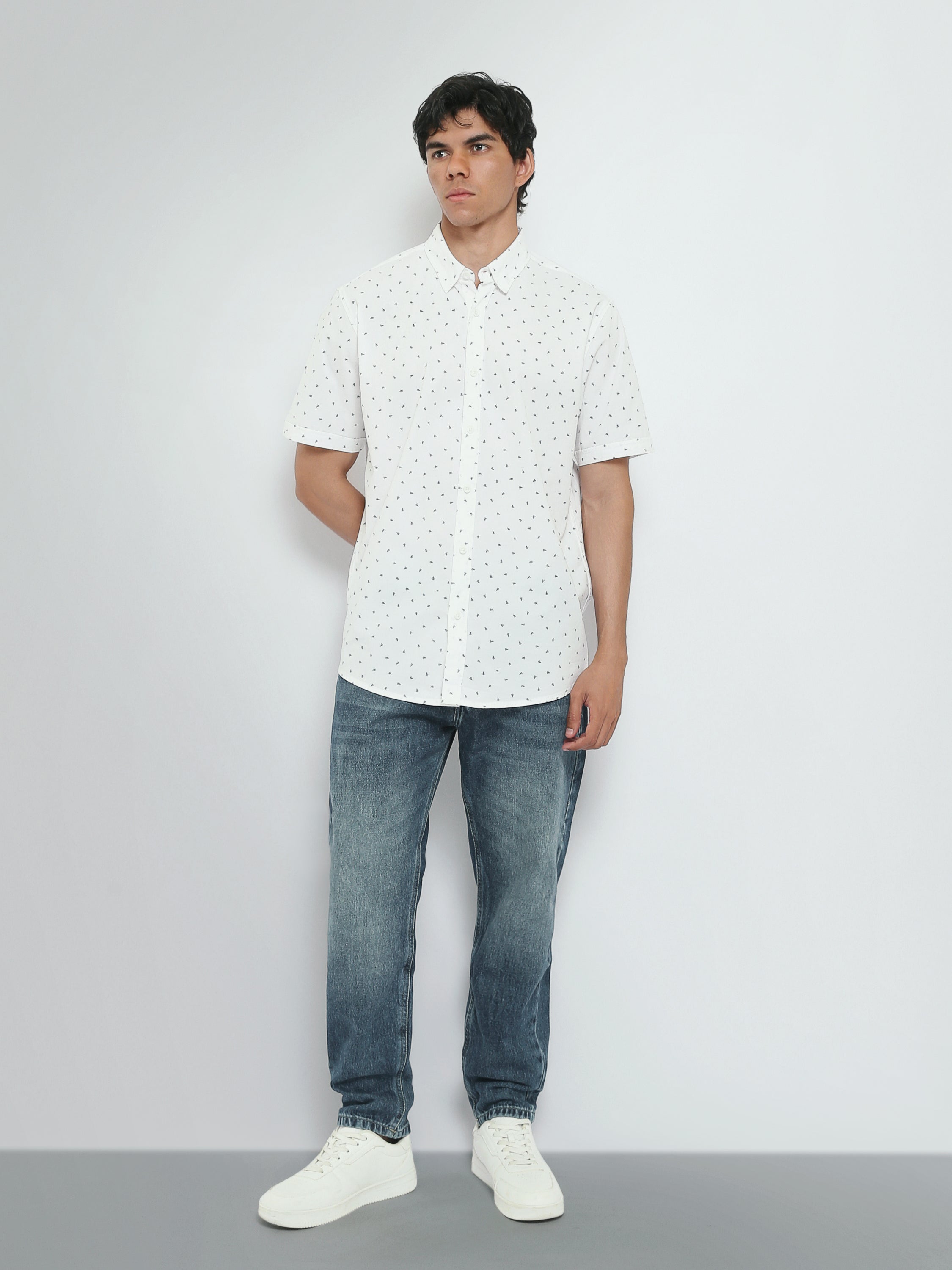 Town Team short sleeves shirts poplin slim fit OFF WHIT