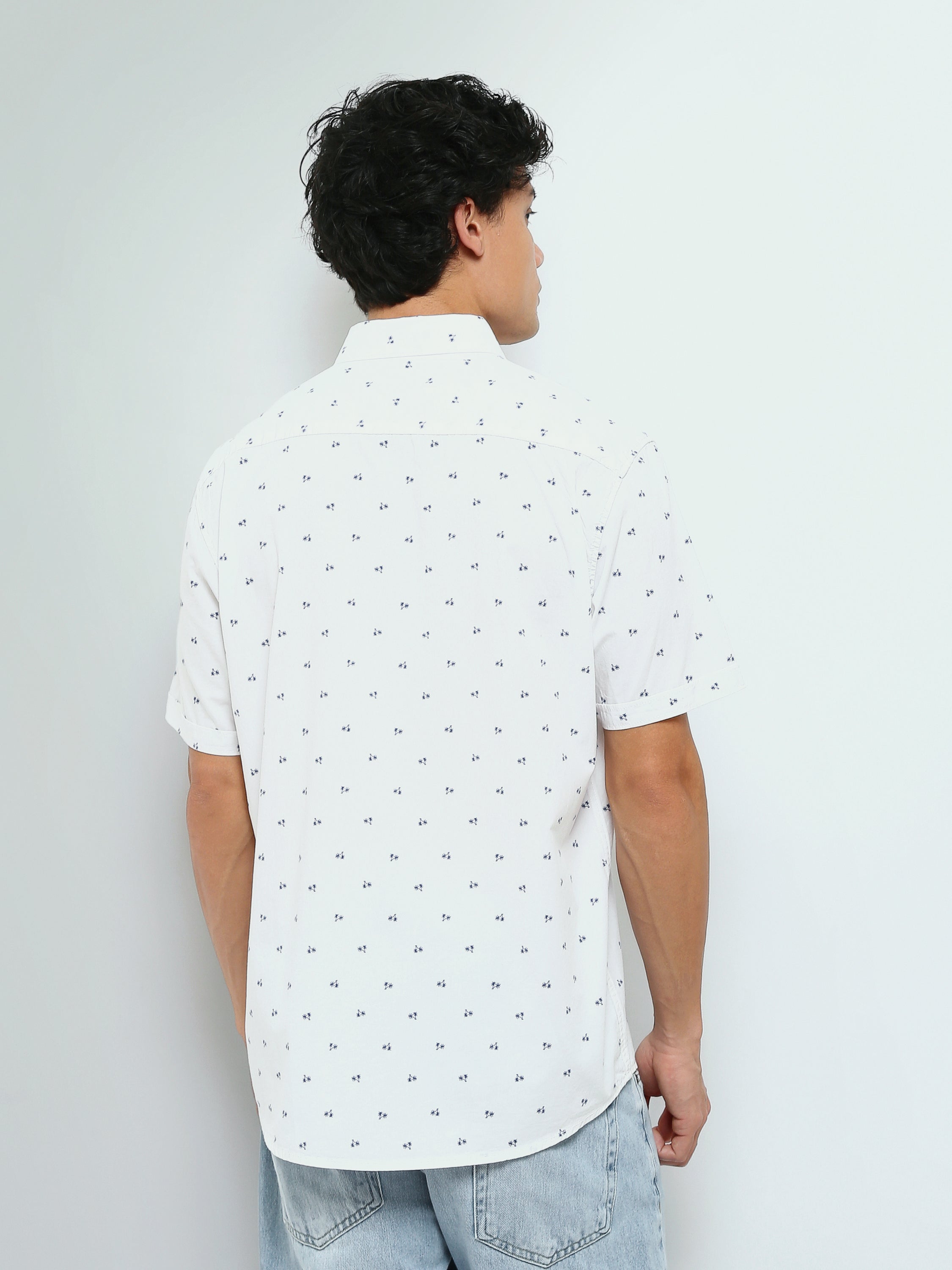 Town Team - Men's Slim poplin Short Sleeves Shirts OFF WHIT Poplin Lycra