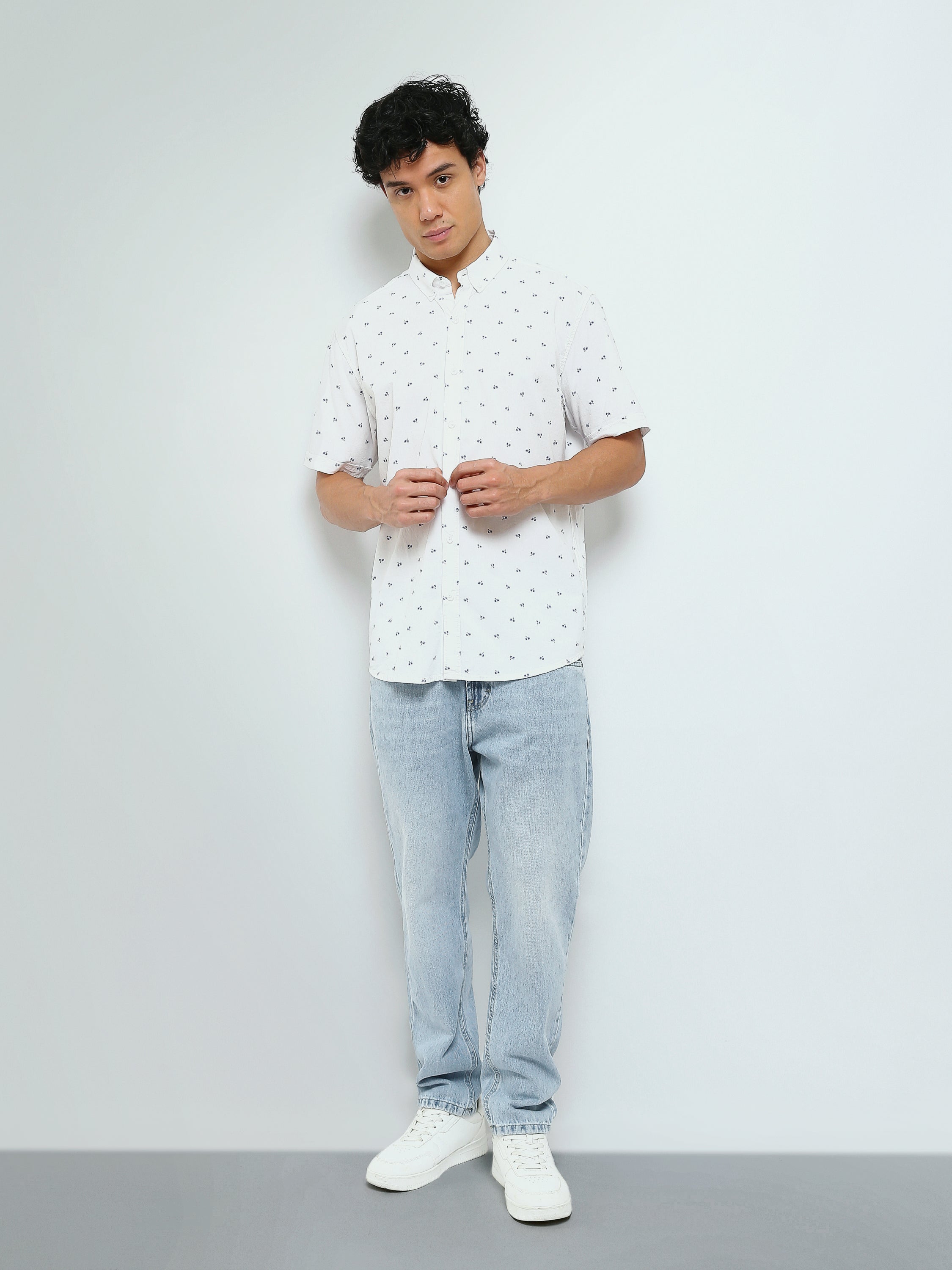 Town Team - Men's Slim poplin Short Sleeves Shirts OFF WHIT Poplin Lycra
