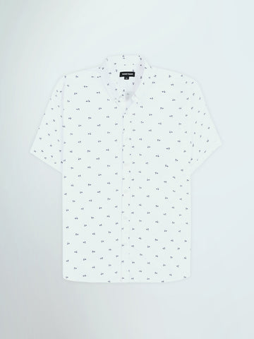 Town Team - Men's Slim poplin Short Sleeves Shirts OFF WHIT Poplin Lycra