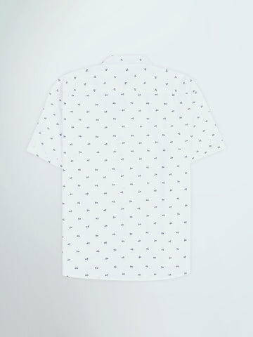 Town Team - Men's Slim poplin Short Sleeves Shirts OFF WHIT Poplin Lycra