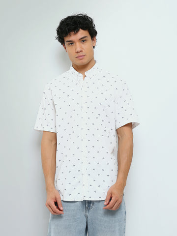 Town Team - Men's Slim poplin Short Sleeves Shirts OFF WHIT Poplin Lycra