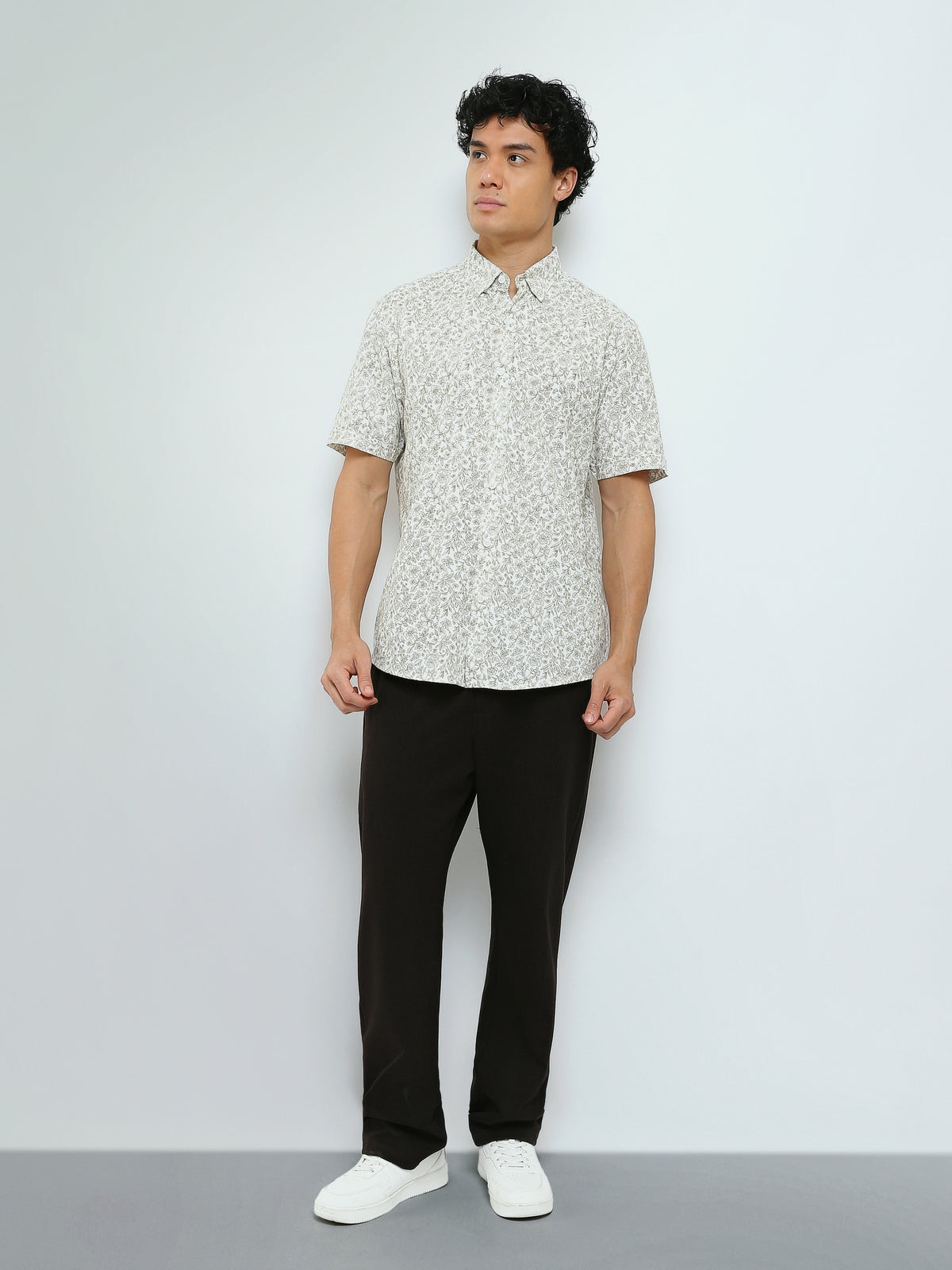 Town Team - Men's Slim slub Short Sleeves Shirts OFF WHIT Slub Cotton